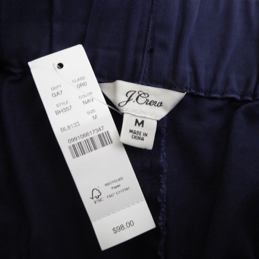 J.Crew Women Astrid Wide-Leg Chino Pant Navy Blue Elastic Waist BH357 Medium - Picture 7 of 9